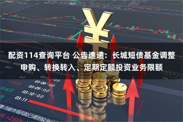 配资114查询平台 公告速递：长城短债基金调整申购、转换转入、定期定额投资业务限额