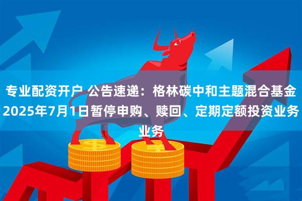 专业配资开户 公告速递：格林碳中和主题混合基金2025年7月1日暂停申购、赎回、定期定额投资业务